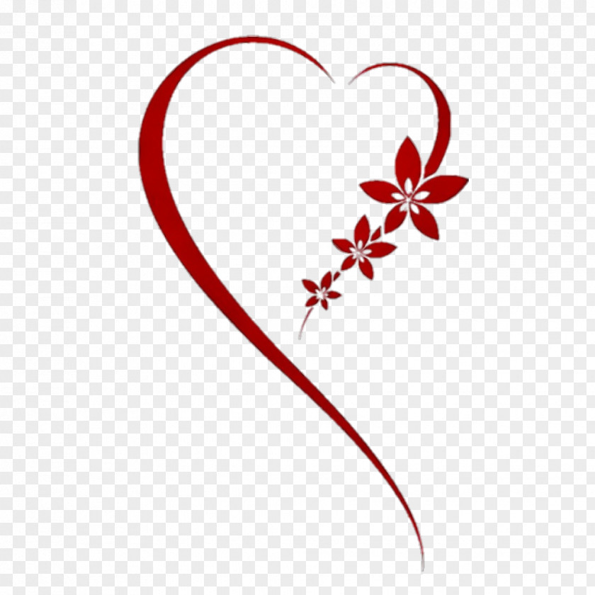 Flower Love Heart Red Line Plant Pedicel PNG
