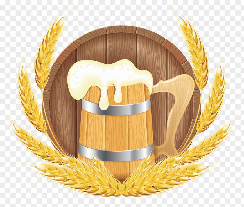 Oktoberfest Beer Barrel Mug And Wheat Clipart Image Food Keg PNG