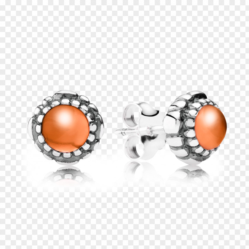 Pandora Earring Birthstone Silver PNG