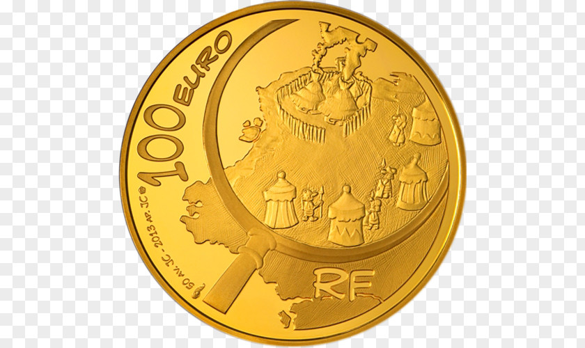 Coin Asterix Obelix Gold 100 Euro Note PNG