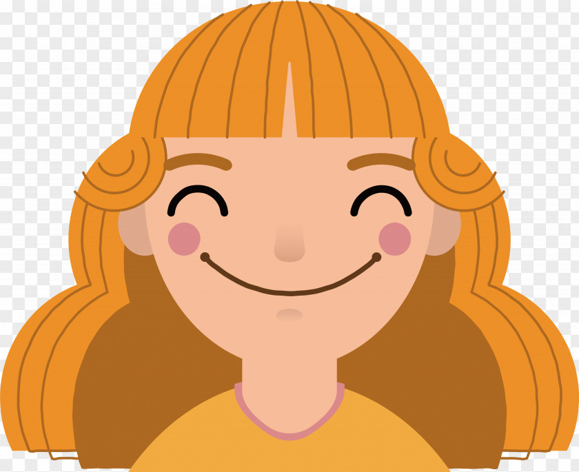 Smile PNG , A girl with long hair and a smile clipart PNG