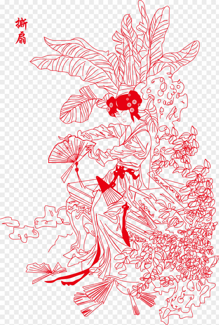 Tear Fan Dream Of The Red Chamber U91d1u9675u5341u4e8cu91f5 Jia Xichun Papercutting PNG