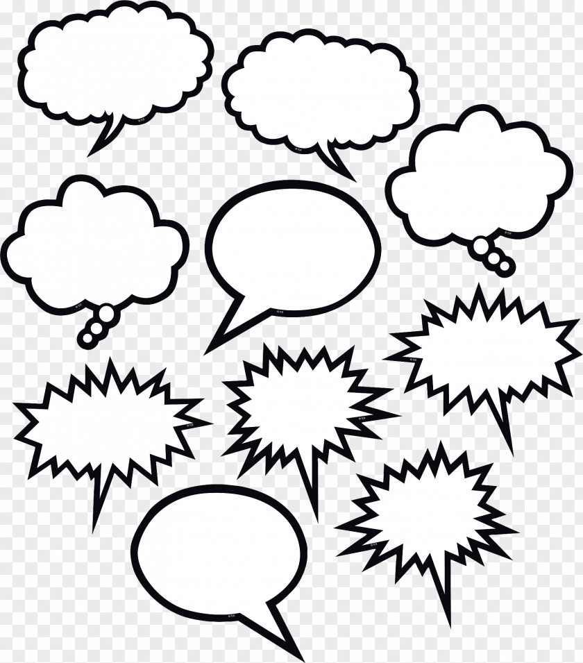 Decorative Bubble Speech Balloon Black And White Text PNG