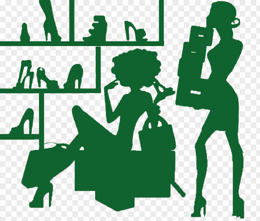 Green Silhouette Of A Woman Shopping Clip Art PNG