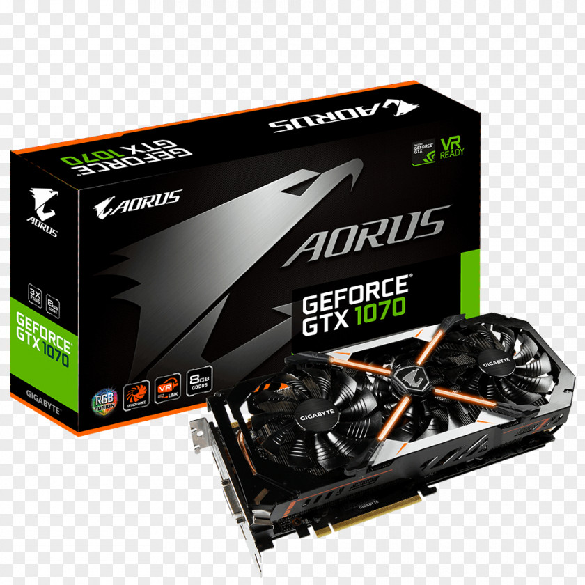 Laptop Graphics Card Cards & Video Adapters GIGABYTE GeForce GTX 1070 Ti DirectX 12 AORUS 8GB 256-Bit GDDR5 PCI Express 3.0 X16 ATX NVIDIA Gigabyte Technology Processing Unit PNG