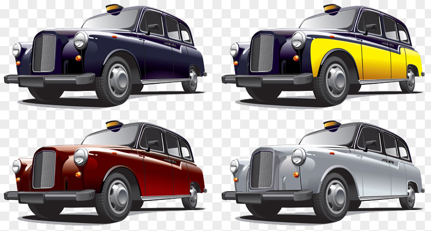 Creative Hand-painted Cartoon Classic London Taxi Austin FX4 Manganese Bronze Holdings Car PNG
