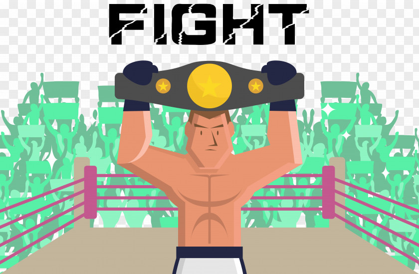 Gold Belt Game Vector Boxing Fight Illustration PNG