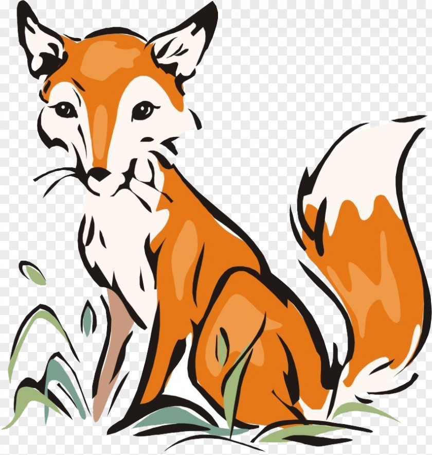 Squatting Fox Arctic Red Coloring Book PNG