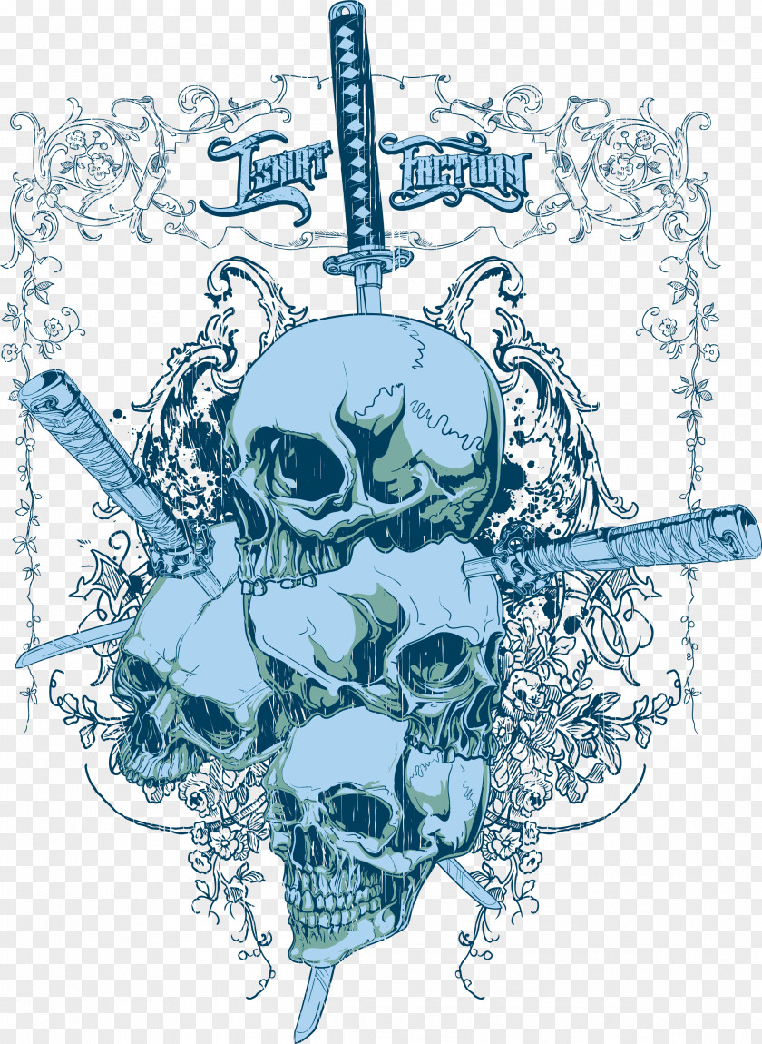 Sword Skull Print Adobe Illustrator PNG