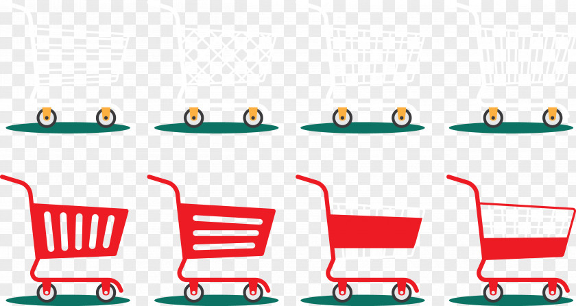 Red Shopping Cart Color Vector Graphic Design PNG