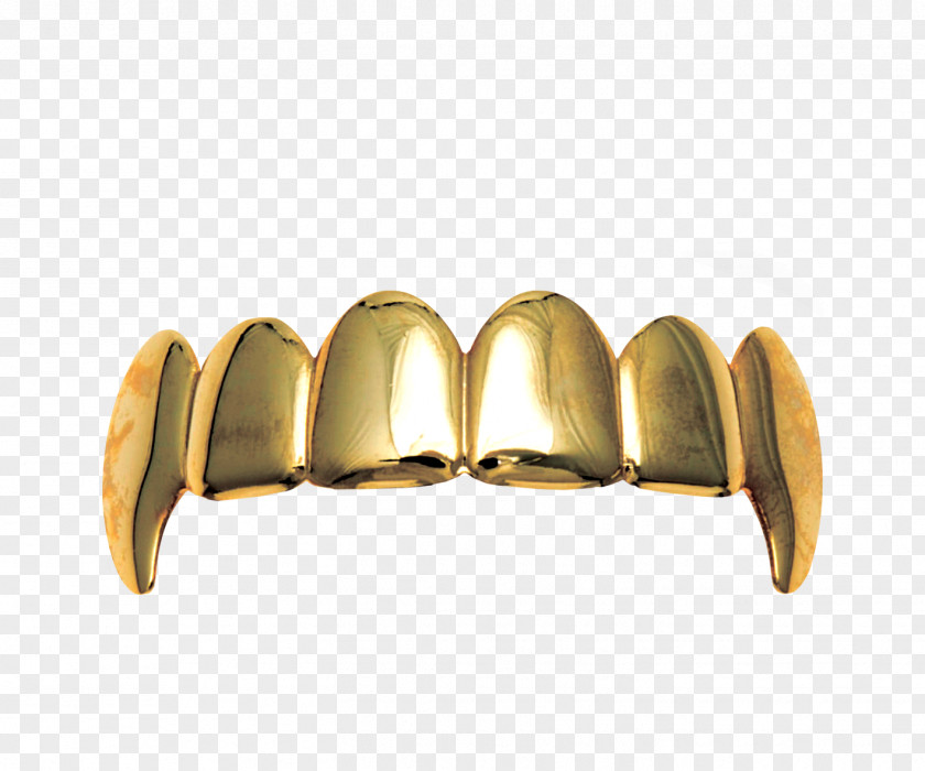 A Row Of Gold Teeth Grill Jewellery Tooth Fang PNG