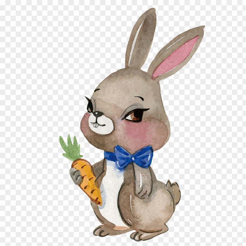 Carrot Rabbit Easter Bunny White Watercolor Painting Drawing PNG