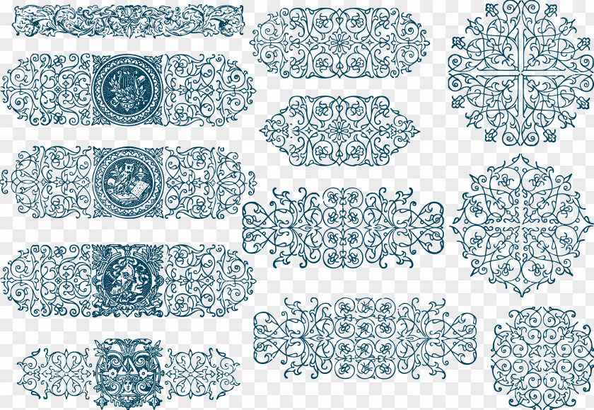 Chinese Blue Vintage Lace Ornament PNG