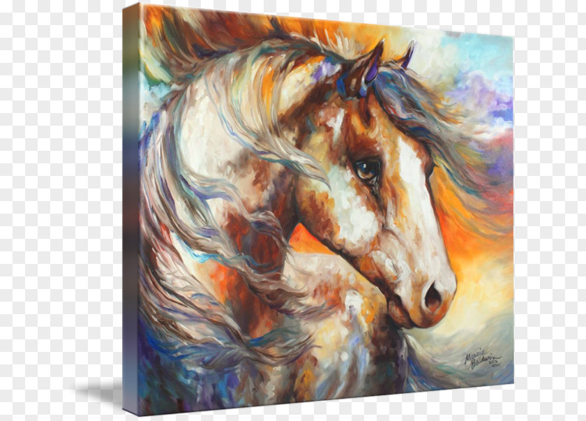 Hand Painted Wind Horse Watercolor Painting Art PNG