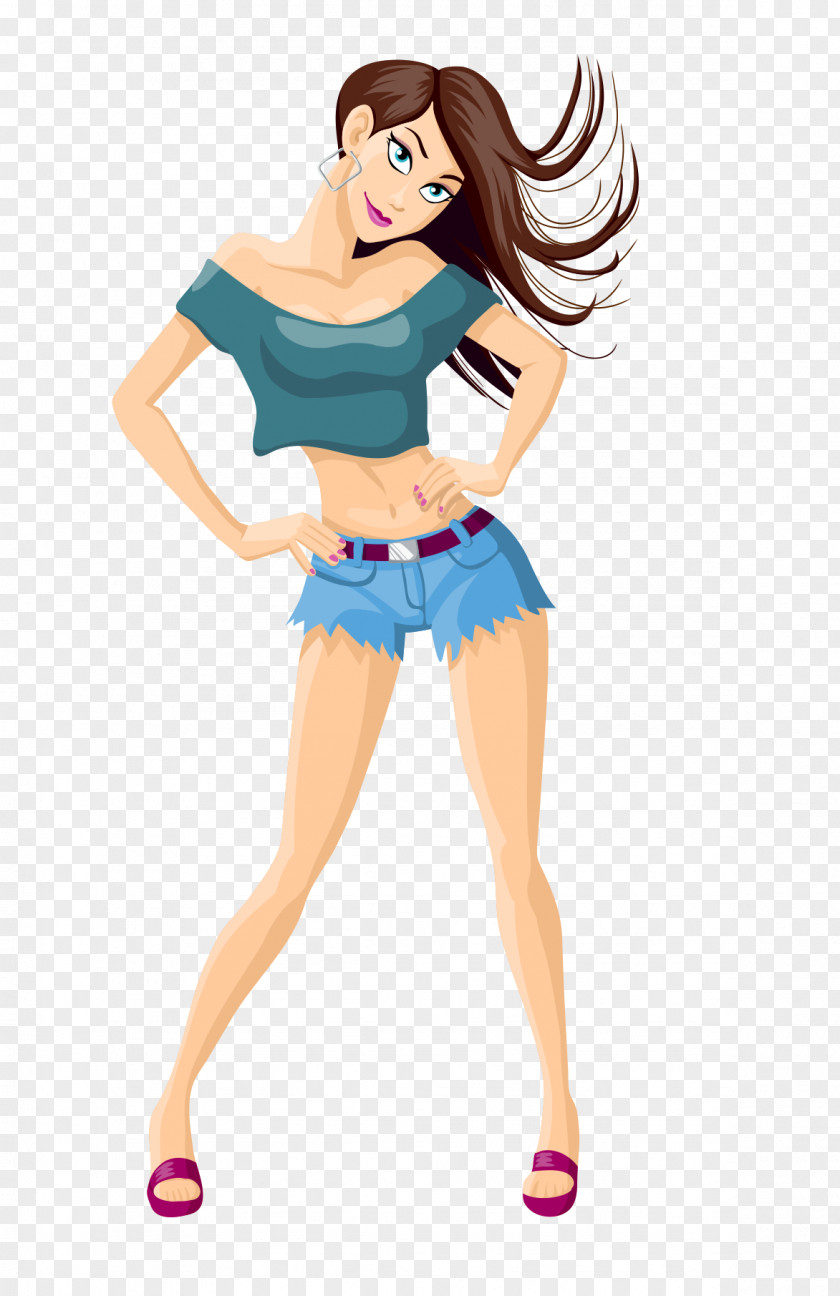 Cartoon Painted Hair Fluttering Dance Flirty Nightclub Illustration PNG