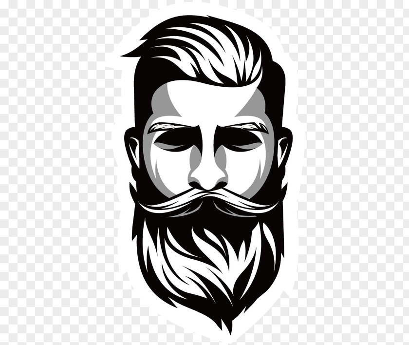 Fictional Character Stencil Face Facial Hair Head Beard Black-and-white PNG