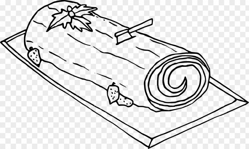 Christmas Yule Log Cake Line Art Drawing PNG