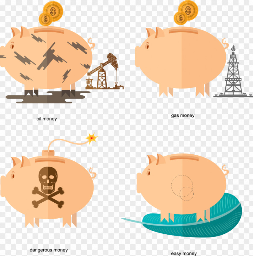 Vector Piggy Bank Money Cartoon PNG