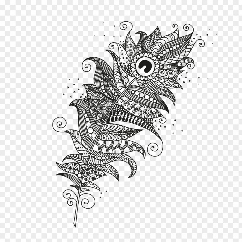 ImageCartoon Feathers Vector Graphics Illustration Royalty-free Zentangle Coloring Book PNG