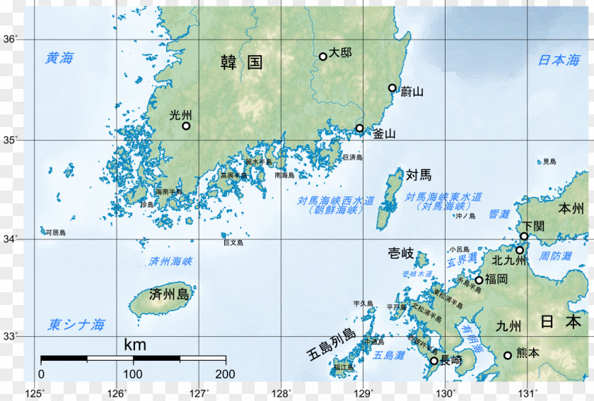 Korea Map Tsushima Strait Island Iki PNG