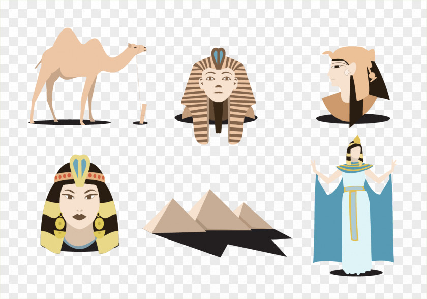 Vector Pharaoh Cleopatra Camel Ancient Egypt PNG