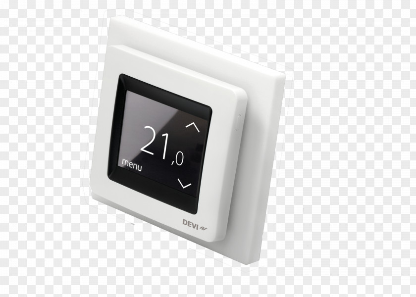 Clock Thermostat Digital White DEVIreg Touch Underfloor Heating Терморегулятор Smart PNG