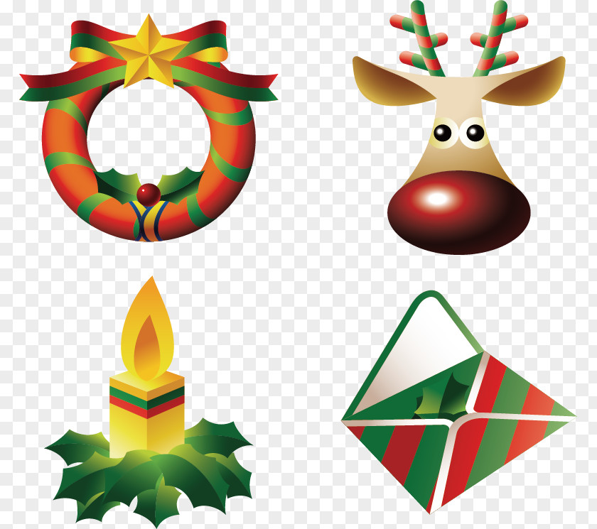 Garland Reindeer Rudolph Santa Claus Christmas Decoration PNG