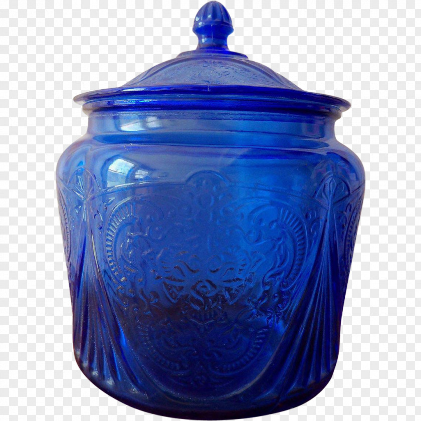 Glass Depression Biscuit Jars Blue PNG
