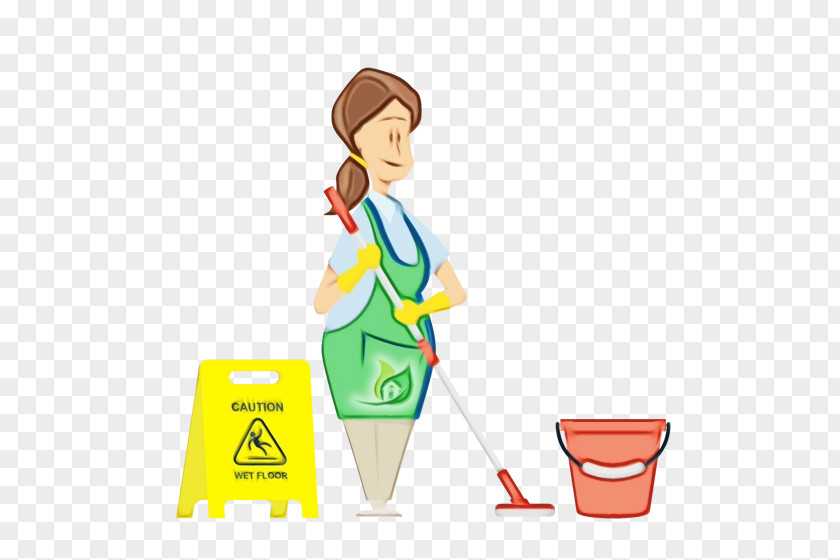 Charwoman Cleanliness Watercolor Cartoon PNG