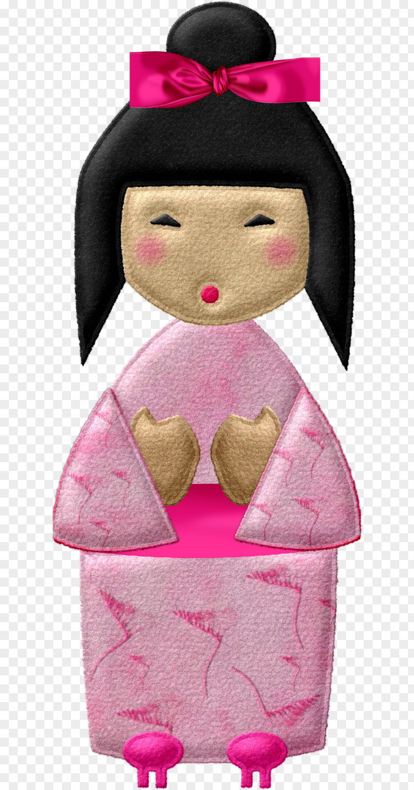 Doll Textile Kokeshi Pink M PNG
