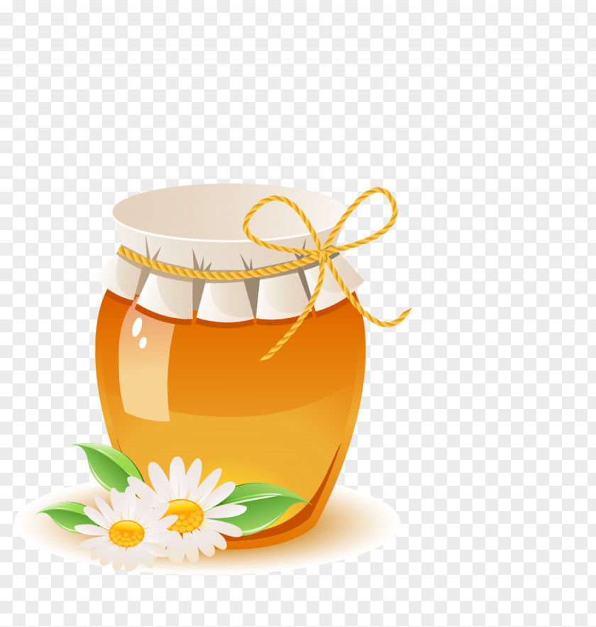 Honey Bee Jar Illustration PNG