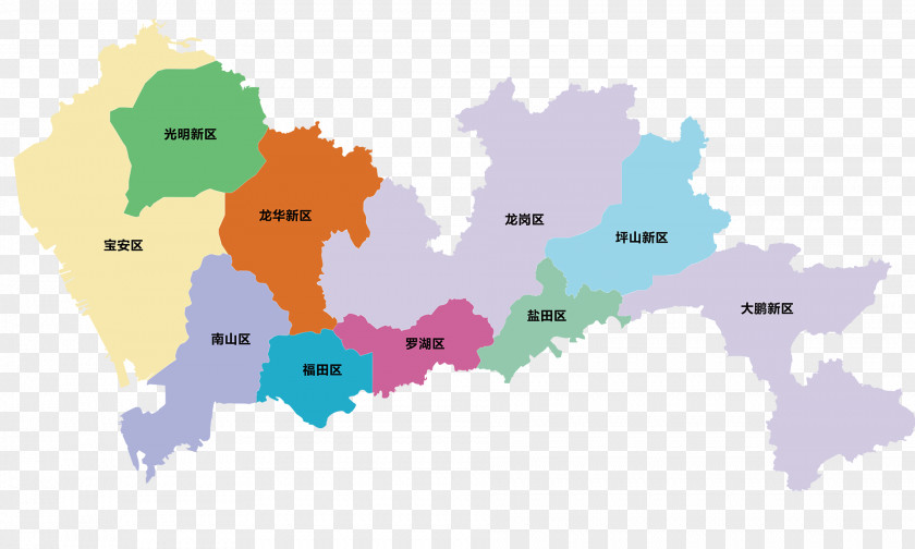 Shenzhen Administrative Area Map Futian District Nanshan District, Yantian Guangming New PNG