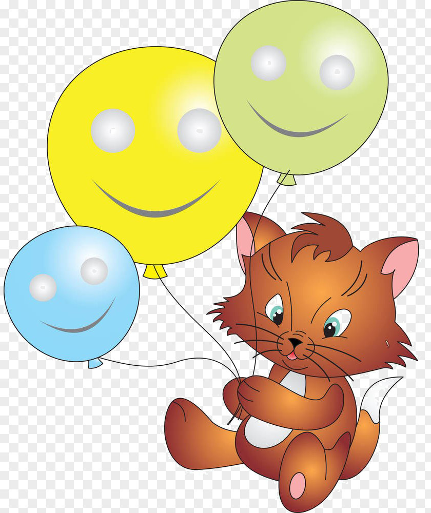 Cartoon Cat Balloon Material Kitten Illustration PNG