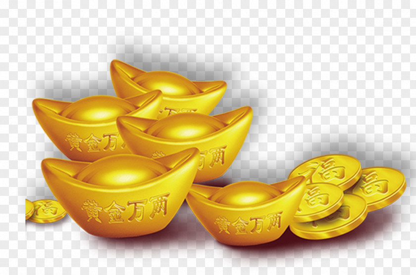 China Wind Huang Jin Jinding Tangyuan Ingot Gold Bar Chinese New Year PNG