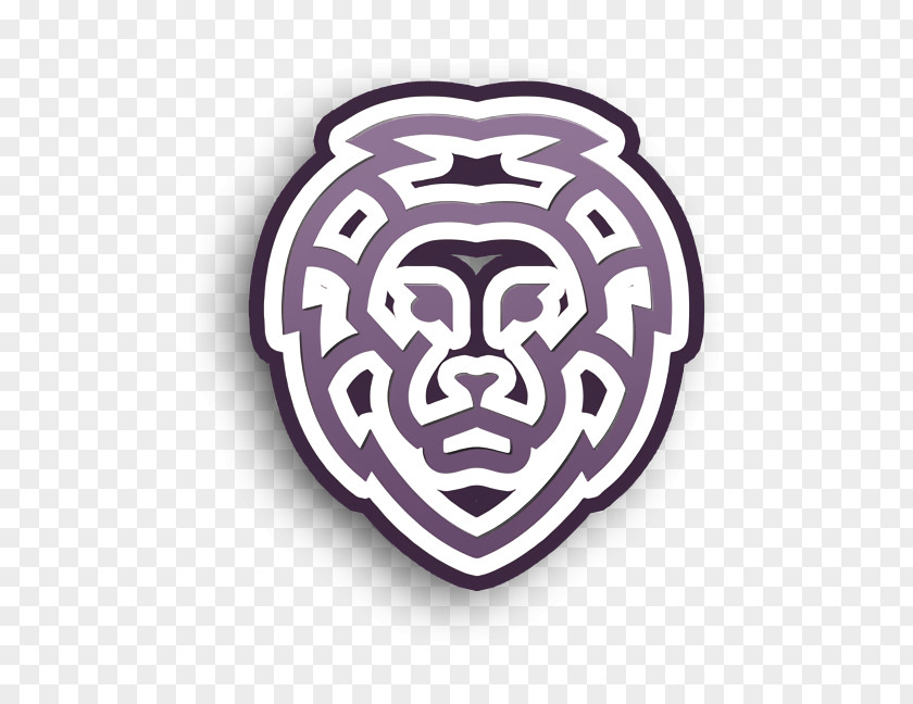 Funny Animals Icon Lion Face Outlined Front PNG