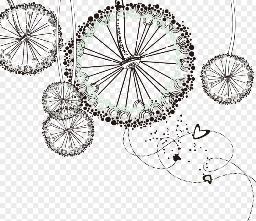 Hand-painted Dandelion Fashion Line Art PNG