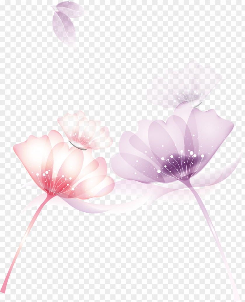 Pink -painted Flowers Purple Fantasy Decorative Pattern Clip Art PNG