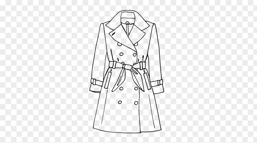 Painting Trench Coat Drawing Fashion Black And White PNG