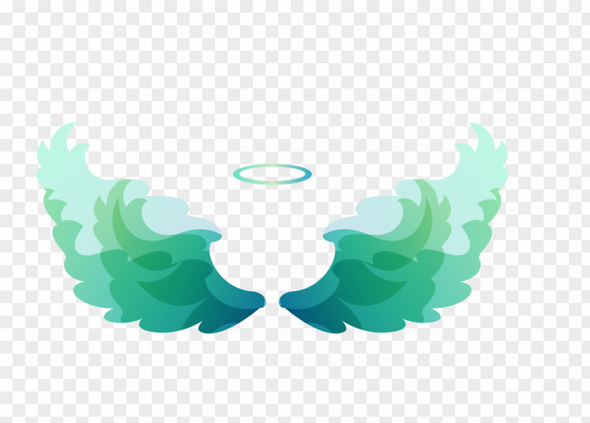 Vector Green Angel Halo Wings PNG