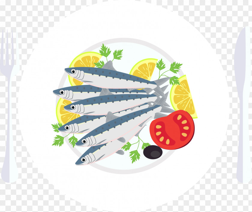 Vector Saury Fruit Knife And Fork Roast Chicken Food Illustration PNG