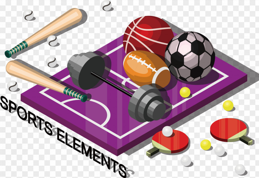 Vector Hand-painted Football Posters Sports Equipment Basketball Illustration PNG