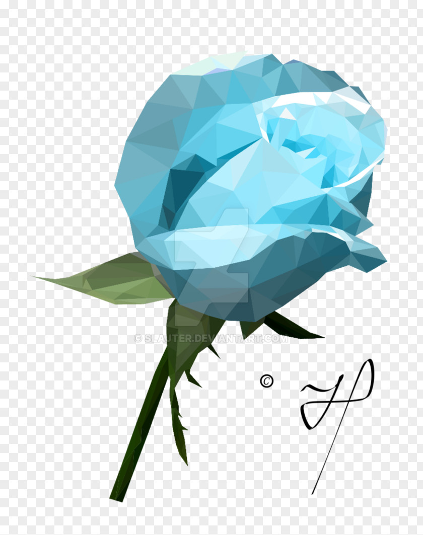 Blue Polygon Rose DeviantArt PNG