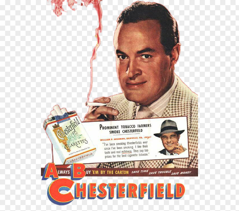Cigarette Smoking Man Poster Bob Hope Tobacco Advertising Chesterfield PNG