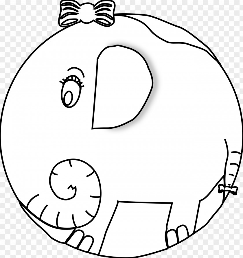 Elephant Line Art Black And White Clip PNG