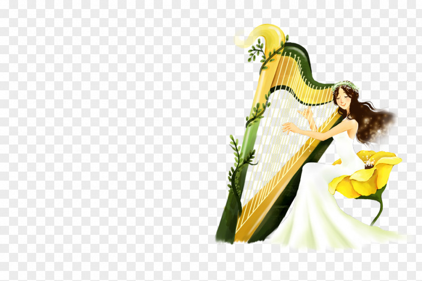 Harp Beauty Poster Illustration PNG