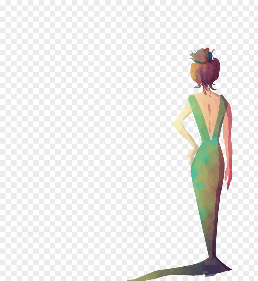 Vector Illustration Painted Woman Back Vecteur PNG