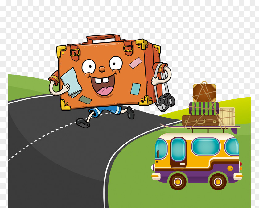 Cartoon Travel Suitcase Tourism PNG