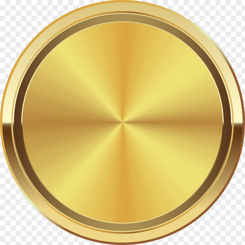 Hand Painted Golden Circle Card Gold Disk Clip Art PNG