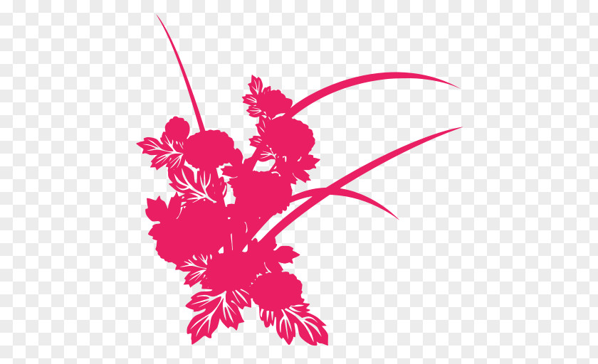 Magenta Pink Family Flower Cartoon PNG
