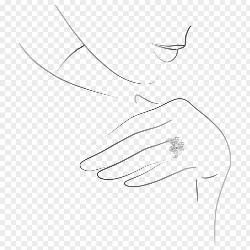 Ring Of Flowers Thumb Line Art Drawing Sketch PNG